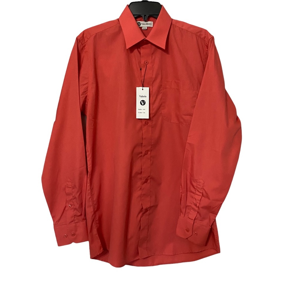 Valerio NWT Mens Coral Button Down Long Sleeve Shirt 15-15 1/2, 34/35